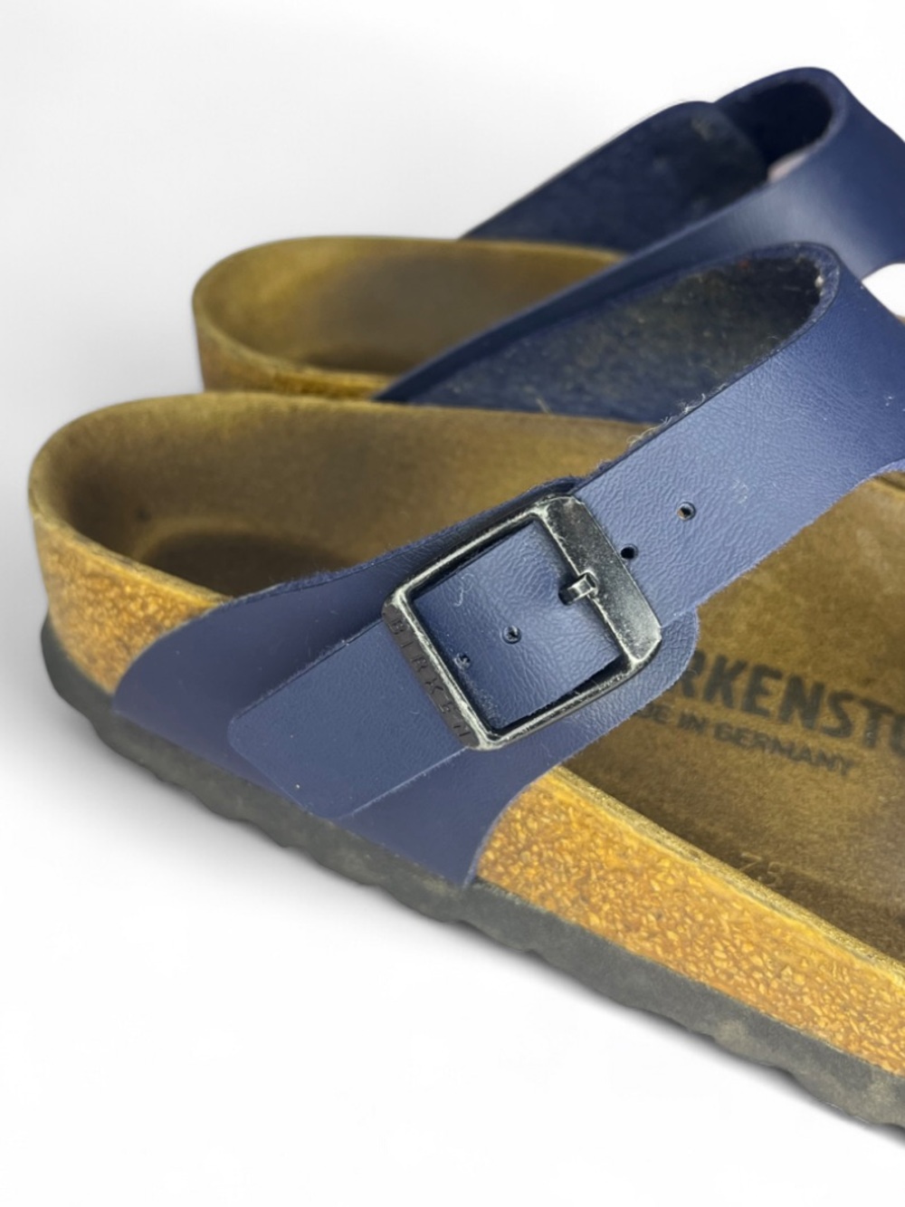 Birkenstock Navy Cork Footbed Slide Sandals - Picture 7 of 10